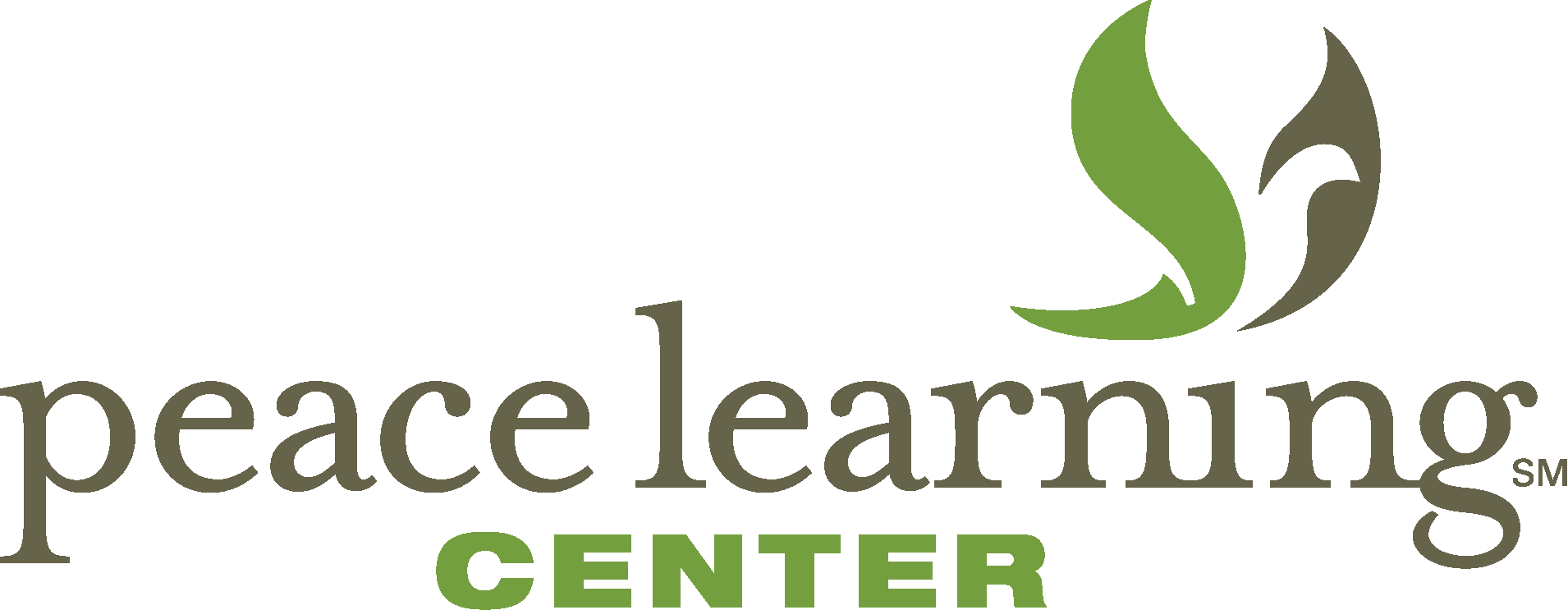 peace learning center logo with dove in brown and green peace learning center logo with dove in brown and green
