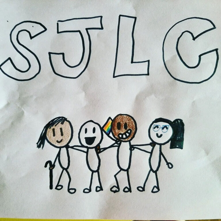 Hand drawn sign for Social Justice Leadership Camp