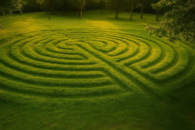Labyrinth in a grass field