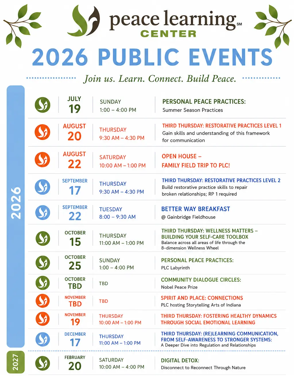 PLC 2026 Events Calendar